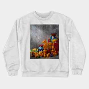 The Queen And Knight With Game Pieces Color Crewneck Sweatshirt